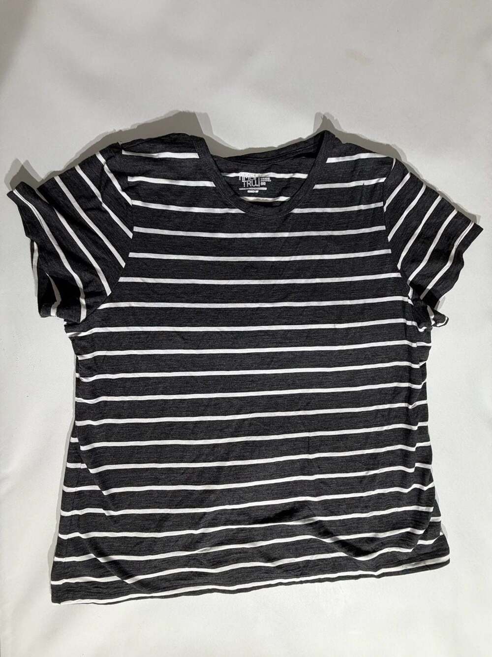 Time and Tru Black White Striped Short Sleeve T-Shirt XXXL 22